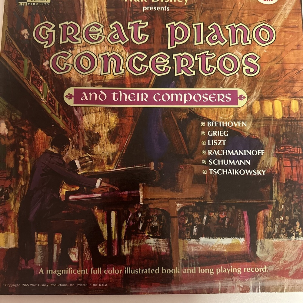 Walt Disney, 1965 Great Piano Concertos And Their Composers LP Record 3933 - Picture 2 of 16